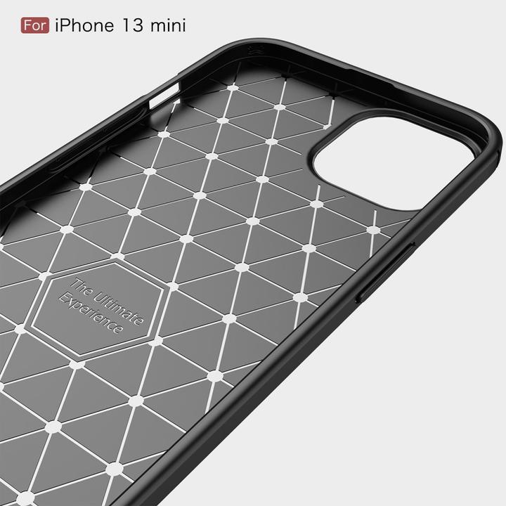 Image du produit Cover-Discount iPhone 13 mini - Coque en caoutchouc aspect carbone métal noir (Apple iPhone 13 mini)
