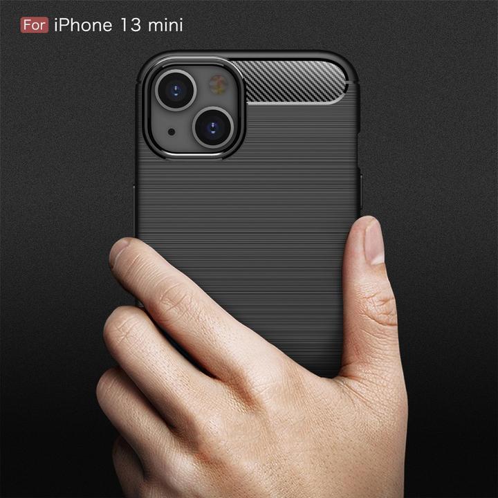 Image du produit Cover-Discount iPhone 13 mini - Coque en caoutchouc aspect carbone métal noir (Apple iPhone 13 mini)