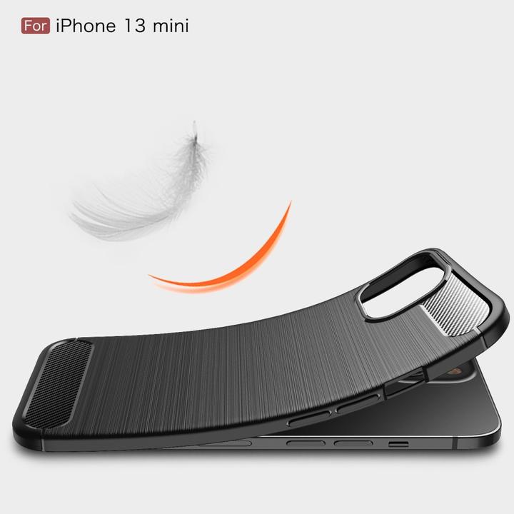 Image du produit Cover-Discount iPhone 13 mini - Coque en caoutchouc aspect carbone métal noir (Apple iPhone 13 mini)