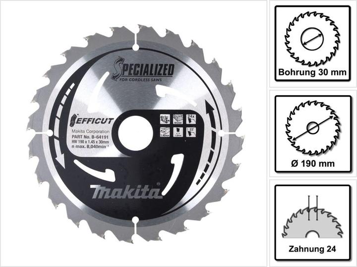 Produktbild Makita EFFICUT Sägeblatt 190x30mmx24Zähne
