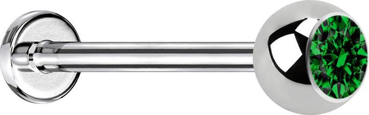 Produktbild Star Piercing Micro Labret silber mit Kugel und Kristall grün (ohne Messing, Chirurgenstahl 316L)