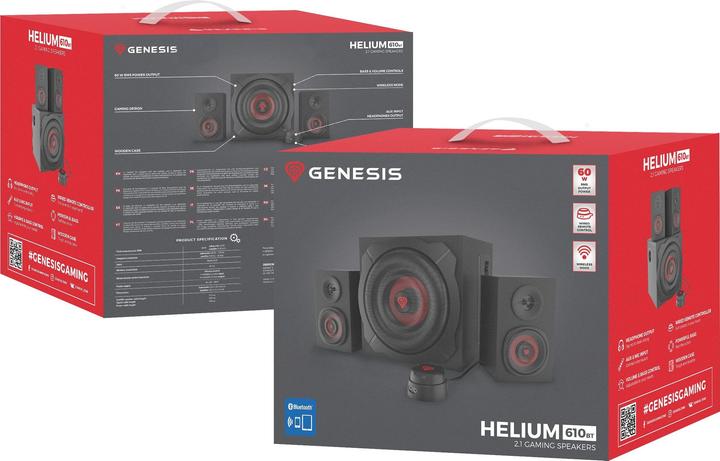 Actual product image Genesis Helium 610BT Computer Speakers, Wired, Bluetooth, Black