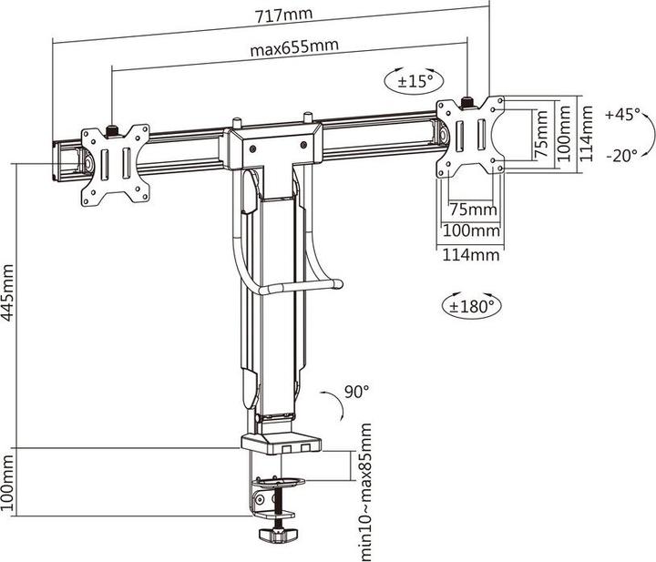 Actual product image Multibrackets Monitor holder Slim Dual 17 - 32", metal/aluminum (Table, 32")