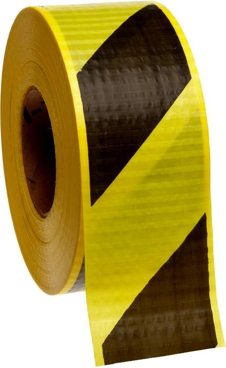 Actual product image Brady Reinforced barrier tape, yellow/black, 75.00 mm x 100.00 m, striped (1 roll)