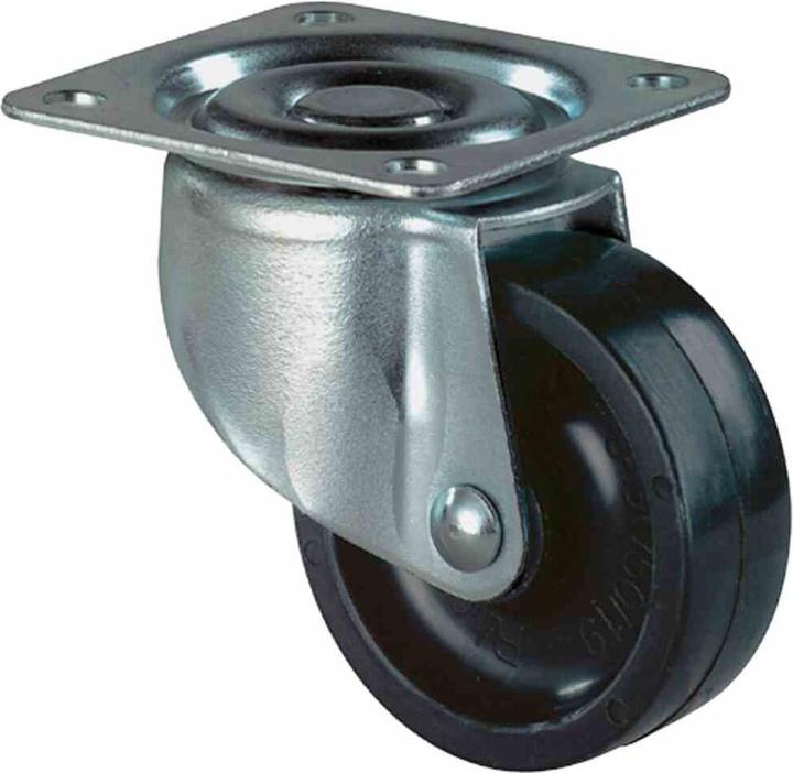 Actual product image BS Rollen Swivel castor wheel dm 30 mm load cap. 20 kg with bolt-on plate black plastic