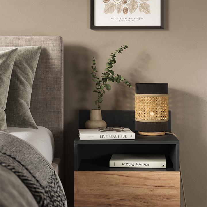 Image du produit Vicco Lampe de table Morten, Rotin/noir, 17,5 x 26,5 cm (E27)