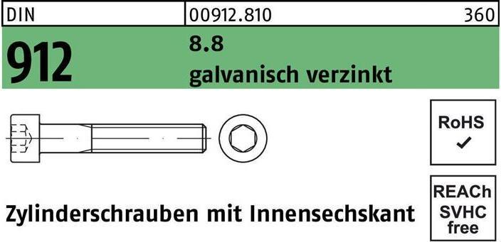 Productafbeelding Kaaskopschroef DIN 912 met binnenzeskant M 18 x 120 8,8 gegalvaniseerd (25 Schroeven per stuk)