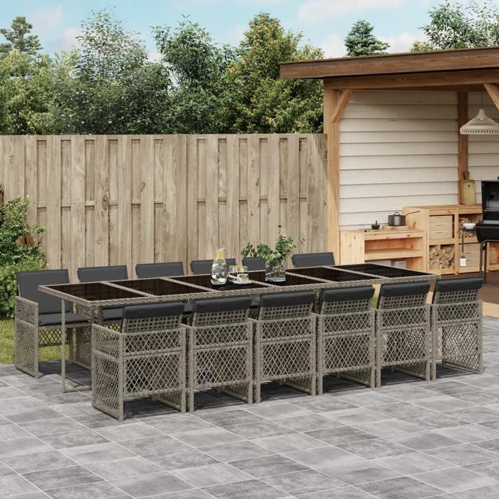 Image du produit VidaXL Meuble de jardin Salle à manger Ensemble de jardin 13 pièces Gris Poly Rattan (330 cm)