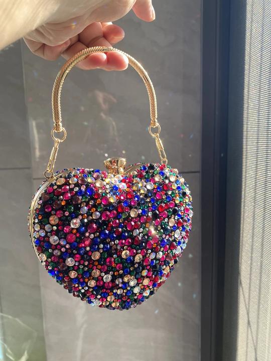 Actual product image Only-Bags.Store Luxus Diamant Inlay Herzform Kristall Handtasche Steine Umhängetasche