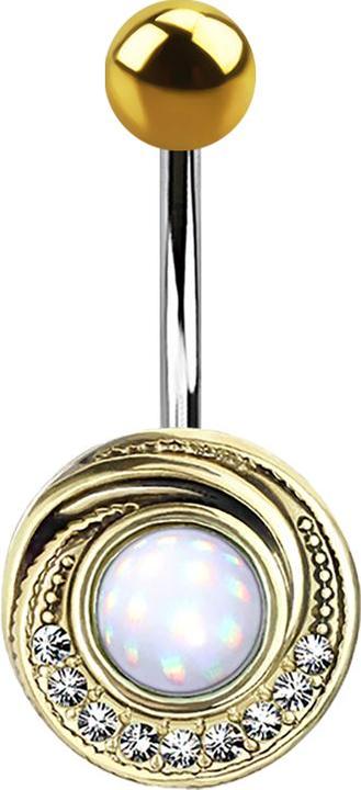 Actual product image Star Piercing Banana Gold Plated Swirl with Crystal and Epoxy Stone White (Brass, Surgical steel 316L)