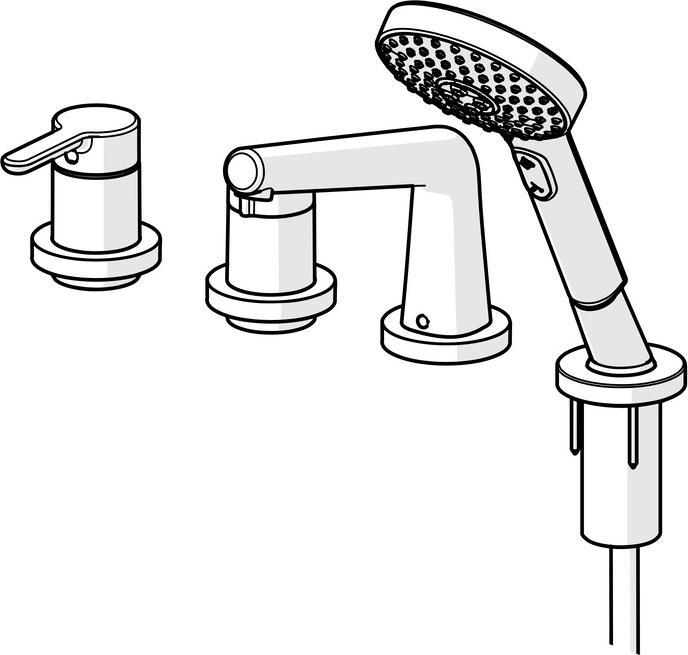 Actual product image Hansa HANSADESIGNO Style bath mixer, 4-hole, projection 190mm, 53122063