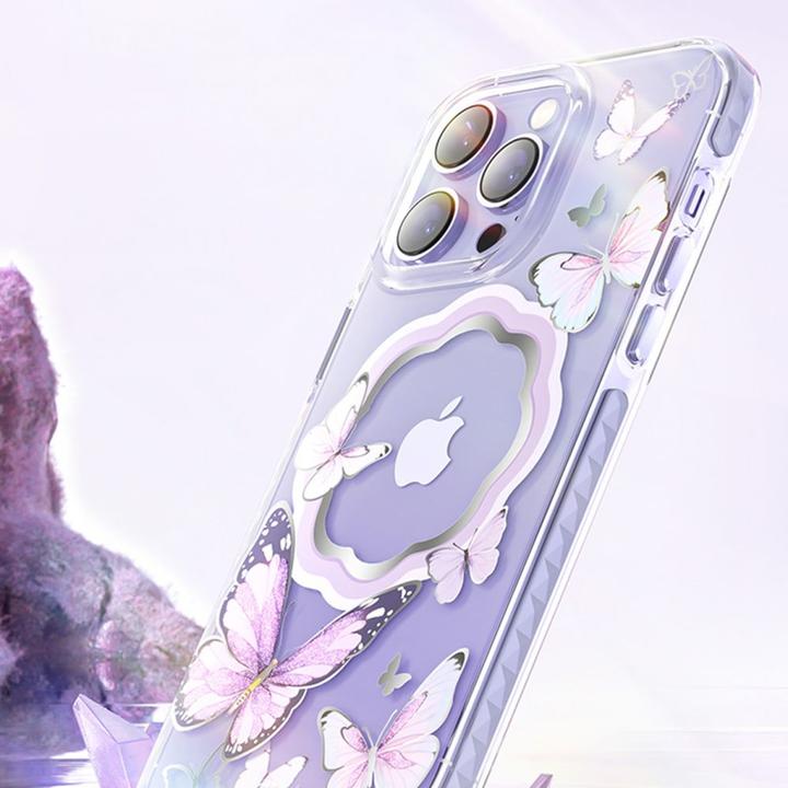 Produktbild Kingxbar Butterfly Series magnetic case for iPhone 14 Pro Max MagSafe case with butterflies blue (Apple iPhone 14 Pro Max)