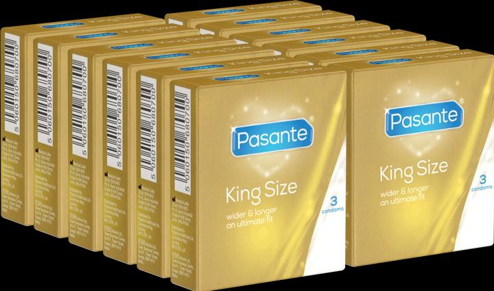 Produktbild Pasante King Size» (Vorteilspack!) 12x3 extra grosse XXL-Kondome für Männer, die mehr Platz brauchen (36 Stk.)