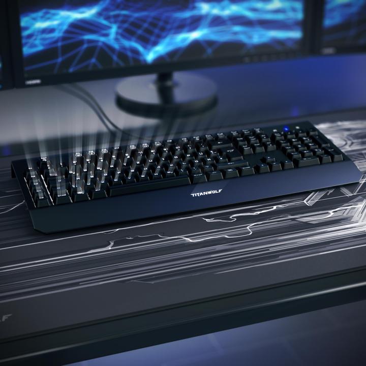 Actual product image Titanwolf Gaming Keyboard "Enforcer" mechanical, LED lighting / QWERTY / Keyboard with Kailh Blue Switches (DE, Cable)