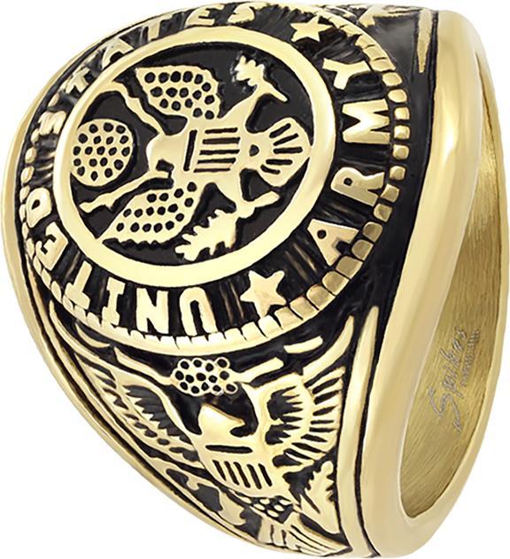 Star Piercing Ring vergoldet US Army Adler mit Flagge