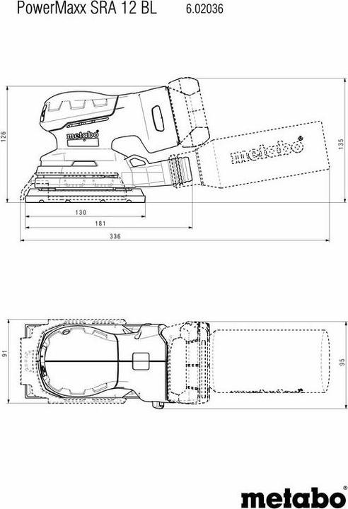 Immagine prodotto Metabo Levigatrice a batteria SRA 12 BL Powermaxx (Levigatrici rotorbitali)