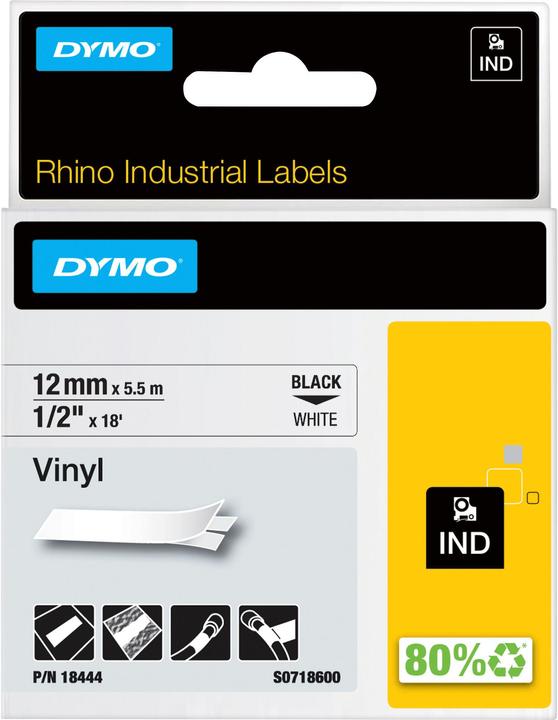 Energie-Label Dymo 18444 Vinylband (1.20 cm, Schwarz)