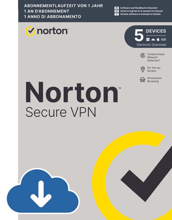 Produktbild Norton Secure VPN (5 Devices) (1 User, 5 Geräte/User, 12 Monate)