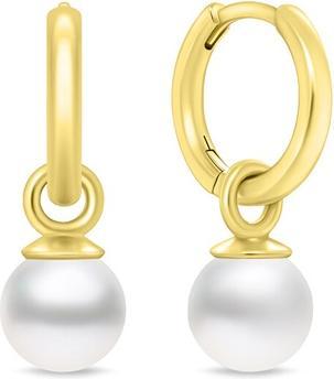 Image du produit Brilio Argent - Boucles d'oreilles boucle d'oreille plaquée or 2 en 1 avec perle synthétique Majorica