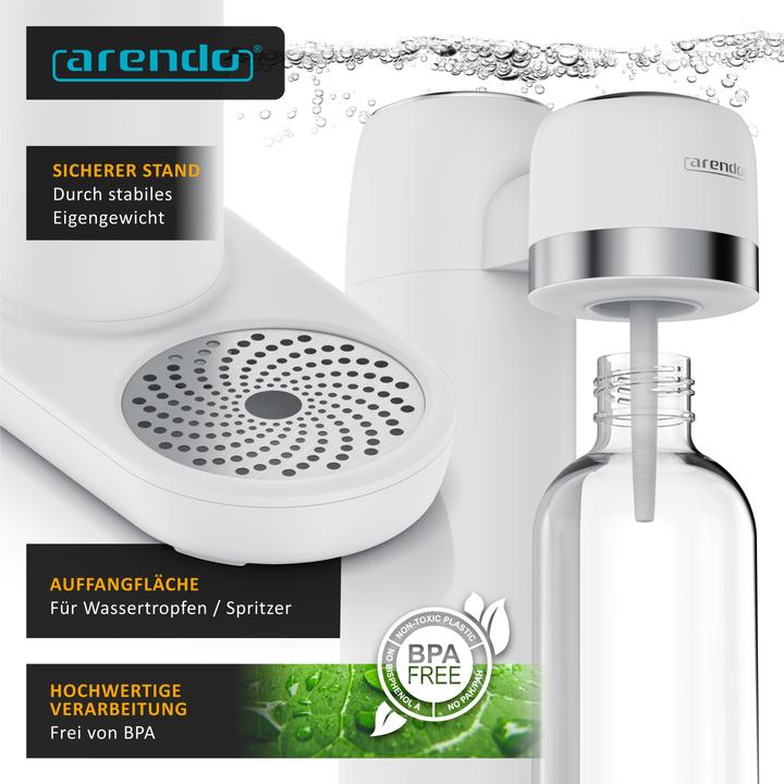 Produktbild Arendo Wassersprudler Soda Streamer + 3x 1000ml Flasche, Soda Maker mit Wasserflaschen für 60l CO2 Zylinder