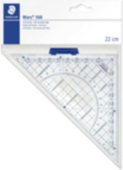 Produktbild Staedtler Geodreieck Mars, Hypotenuse 220 mm, glasklar aus Acryl, mit Tuschenoppen, abnehmbarer Griff (22 cm)