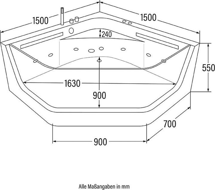 Produktbild Home Deluxe Whirlpool Badewanne INFINITY XL Farblichttherapie - 150x150x55cm (150 cm, 150 cm)