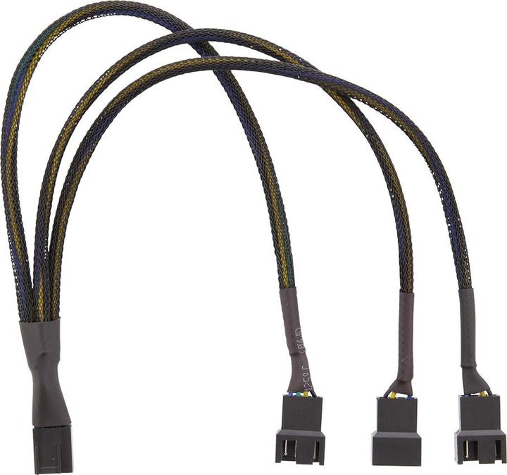 Actual product image Deltaco Splitter for PWM flat 4-pin to 3x4-pin ho svart (0.30 m)