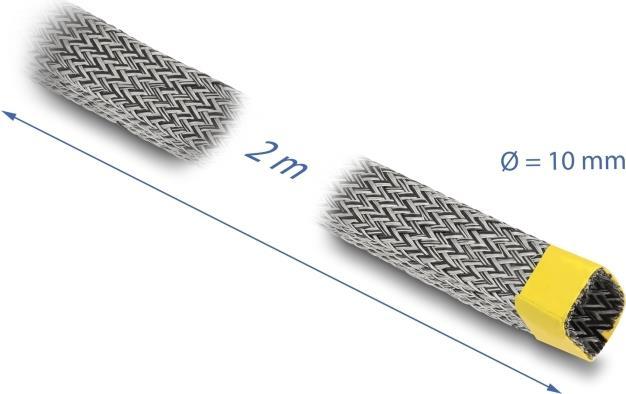 Actual product image Delock Braided sleeving for EMI shielding, expandable 2 m x 10 mm (Cable conduit, 200 cm)
