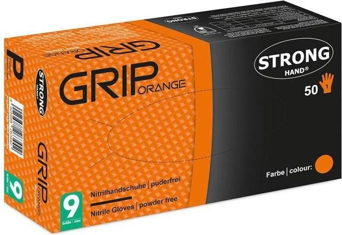 Produktbild Stronghand Einweghandschuh Grip Orange Grösse 8 orange Nitril EN 388, EN 374 PSA-Kategorie III (8)