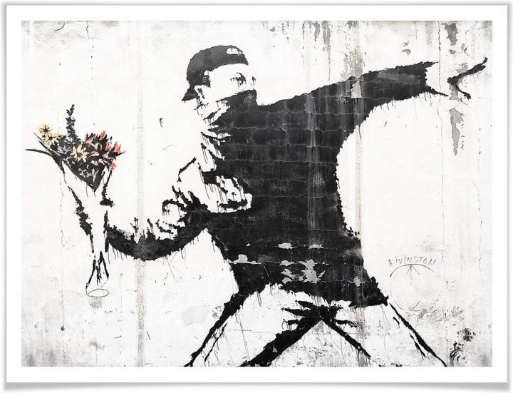 Produktbild Trenddeko Poster Banksy – Der Blumenwerfer 60 x 50 cm, Papier (60 x 50 cm)