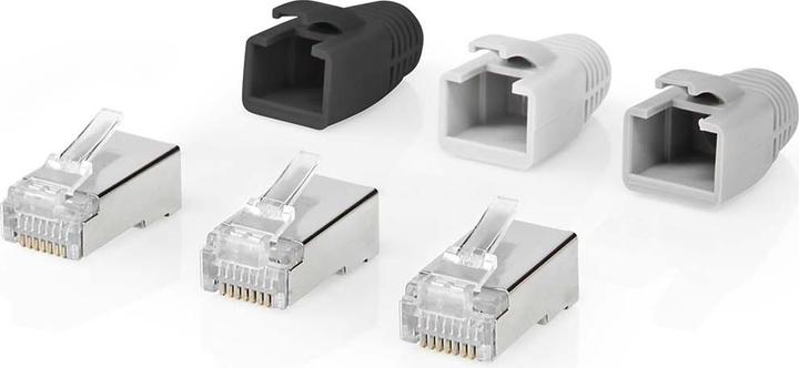 Actual product image Nedis CCBW89380GY RJ45 plug RJ45 Pass Through Fixed/Split FTP CAT6a Straight Gold-plated 10 pcs. (F/FTP, CAT6a, 0.04 m)