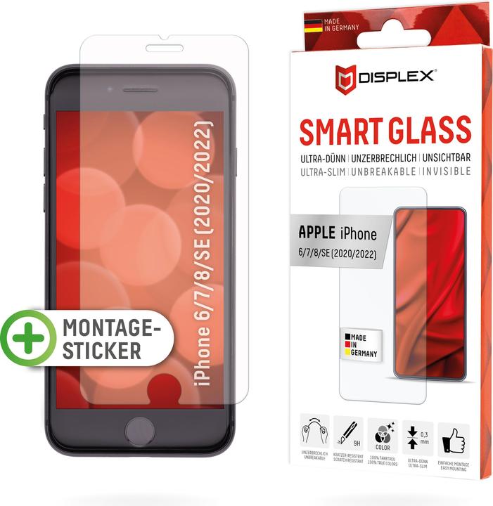 Produktbild Displex Smart Glass, Displayschutzfolie (1 Stück, Apple iPhone 6, Apple iPhone 8, Apple iPhone 7, Apple iPhone SE (2nd Gen), Apple iPhone SE (3rd Gen))