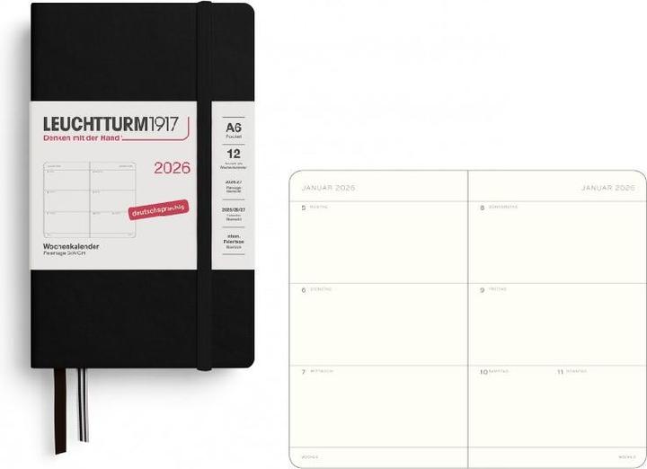 Actual product image Leuchtturm1917 Leuchtturm 1w/2s.Pocket Hc Schwarz (A6, German)