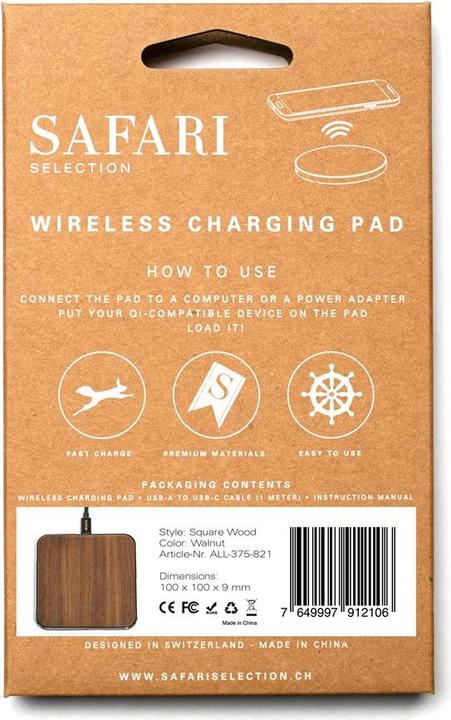 Produktbild Safari Selection Ladestation Wireless Charger dunkelbraun (10 W)