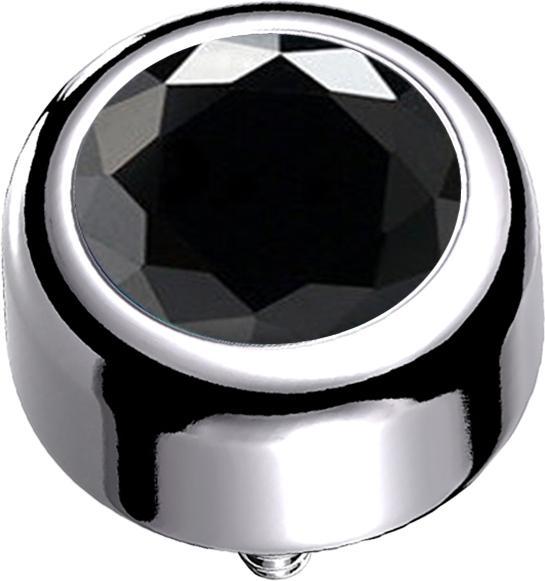 Image du produit Star Piercing Dermal Anchor cylindre argenté avec cristal noir (sans laiton, Titane G23)