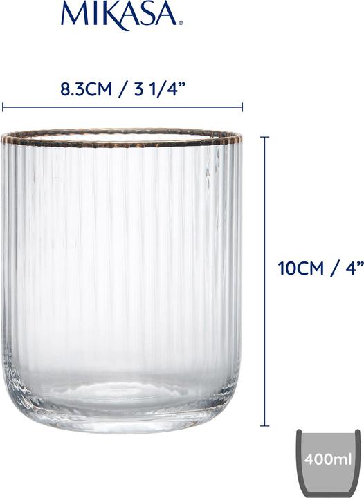 Immagine prodotto Mikasa Bicchieri Tumbler di cristallo con bordo a forma di corona, Set di 4, 400ml (0.40 l, 4 x)