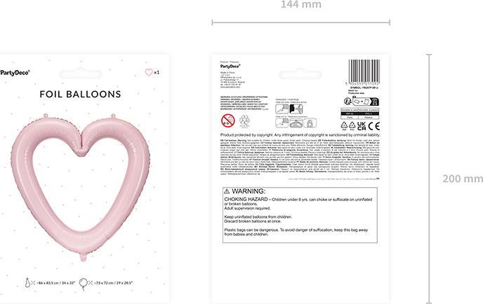 Image du produit Partydeco Foil balloon Heart frame, 86x83.5 cm, light pink (1 pkt / 1 pc.)