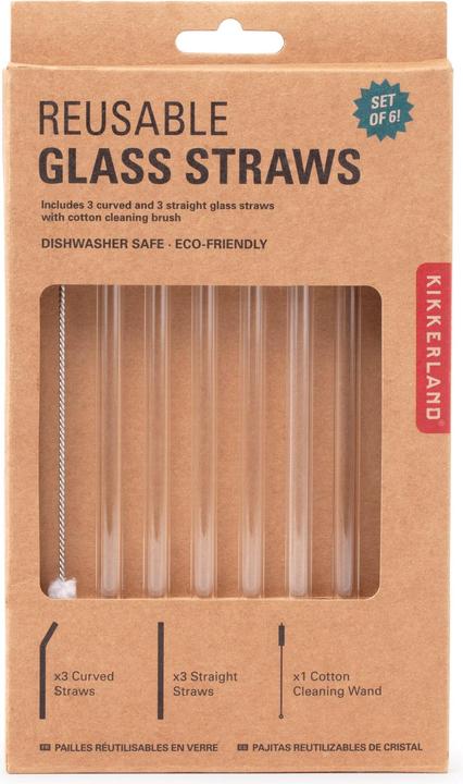 Image du produit Kikkerland Pailles de verre réutilisables (6 x)