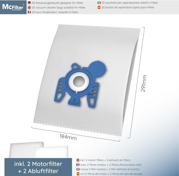 Actual product image Mc Filter MSM 10 Staubsaugerbeutel (20 Stück) (20 x)
