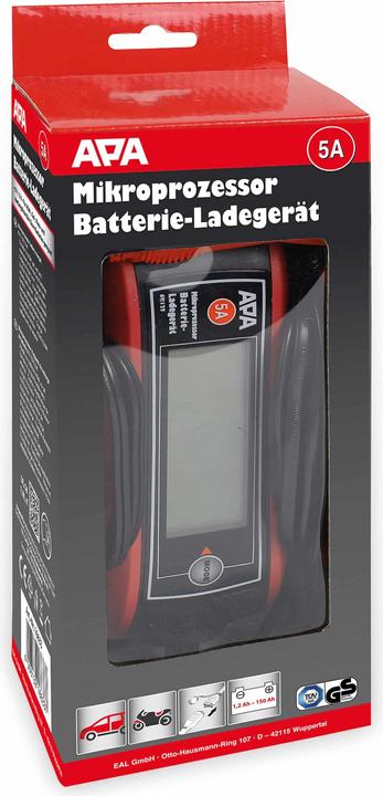 Actual product image APA Automatic charger Microprocessor battery charger 6/12 V, 5 A (12V, 6V, 5 A)