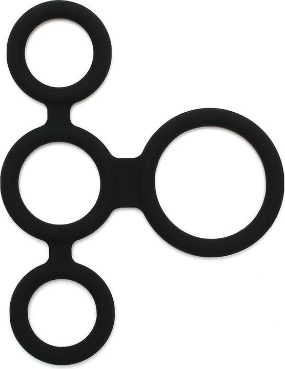 Rimba Latex Play - Quatro Cock Ring und Ball Splitter - Schwarz