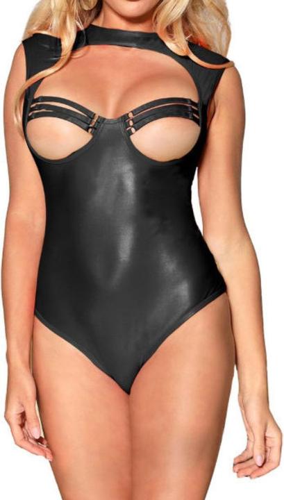 Actual product image Subblime Wetlook bodysuit with open cups and collar (S)