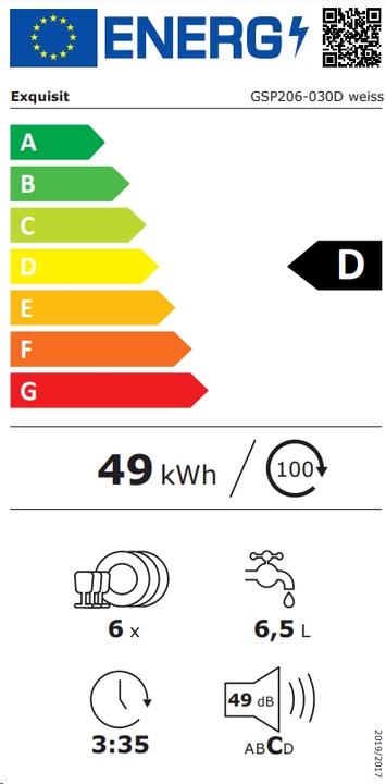 Energy Label Exquisit GSP206-030D Weiss large appliances