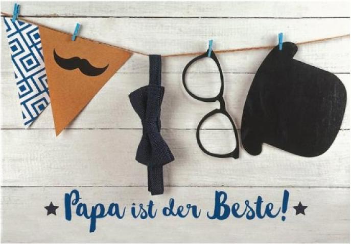 Image du produit Carte corde à linge avec noeud papillon, lunettes et chapeau
