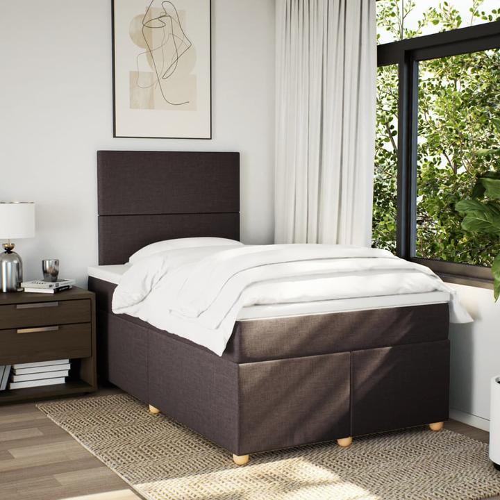 Produktbild VidaXL Boxspringbett Polsterbett Bett mit Matratze Dunkelbraun 120x190cm Stoff (120 x 190 cm)