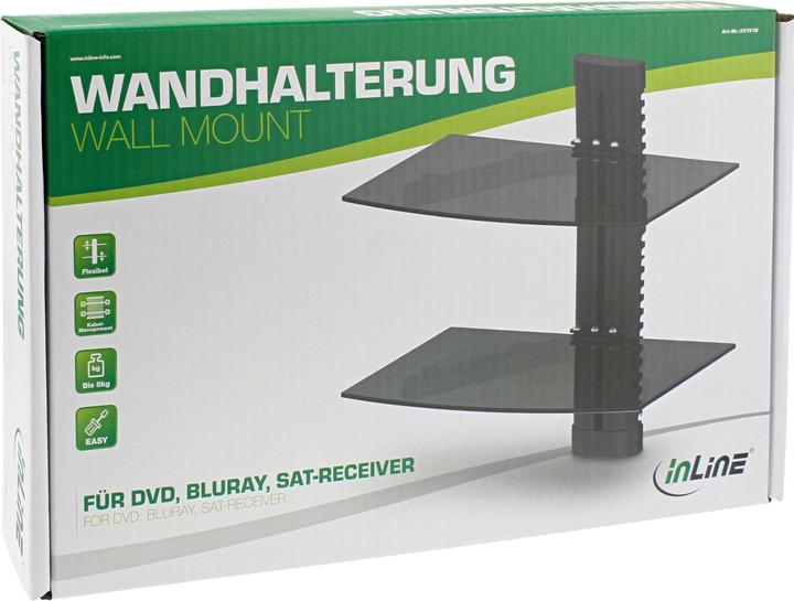 Produktbild InLine Befestigungskit (Wandmontage, 2 Glas-Einlegeböden/Halter) für Blu-ray / DVD / Sa (Wandhalterung)