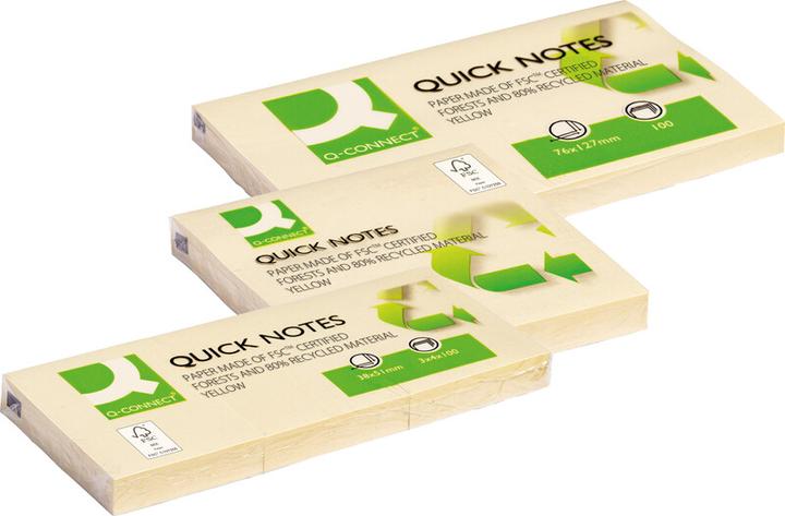 Actual product image Q-Connect Sticky Notes Quick Notes Recycling yellow (38 x 51 mm)