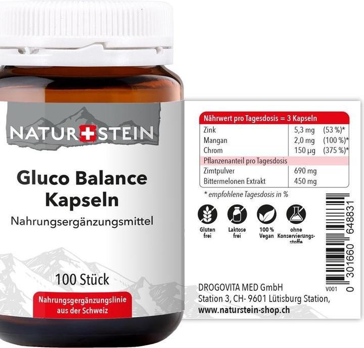 Image du produit Naturstein Gluco balance Capsules 100 pcs (100 pièce(s), Capsules, 147 g)