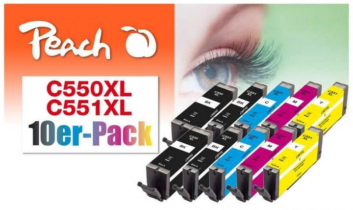 Image du produit Peach Jeu d'encres Canon 550XL/551XL, Multi-10-Pack BK/PBK/C/M/Y (M, C, Y, CF, PBK)