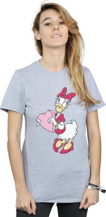 Actual product image Disney Womens/Ladies Daisy Duck Love Heart Cotton Boyfriend T-Shirt (XXL)